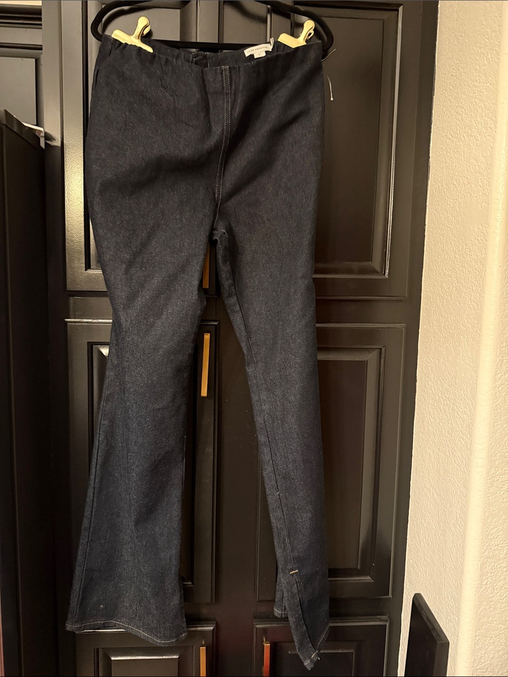 Good American Stilt GFD036 Dark Wash Stretch Kick Flare Jeans Size Large